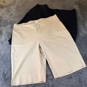 Ruby Rd Woman Bermuda Shorts Womens 20W Black Beige Comfort Stretch Set of 2‎